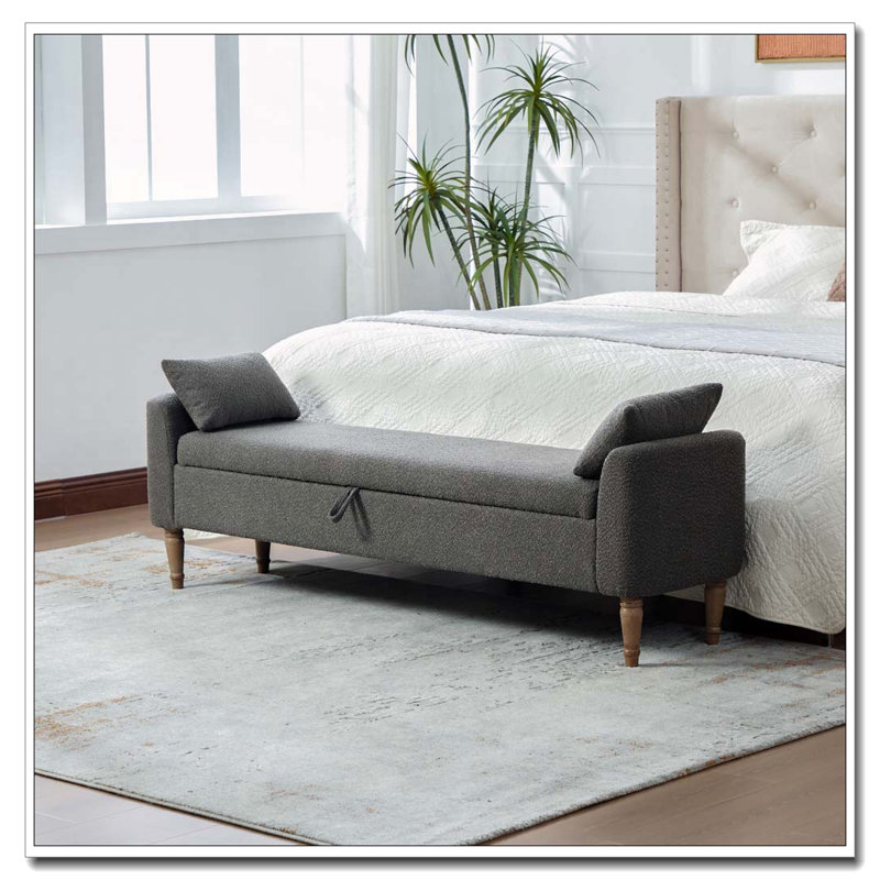 Banc de rangement avec accoudoirs et coussins, Gris anthracite