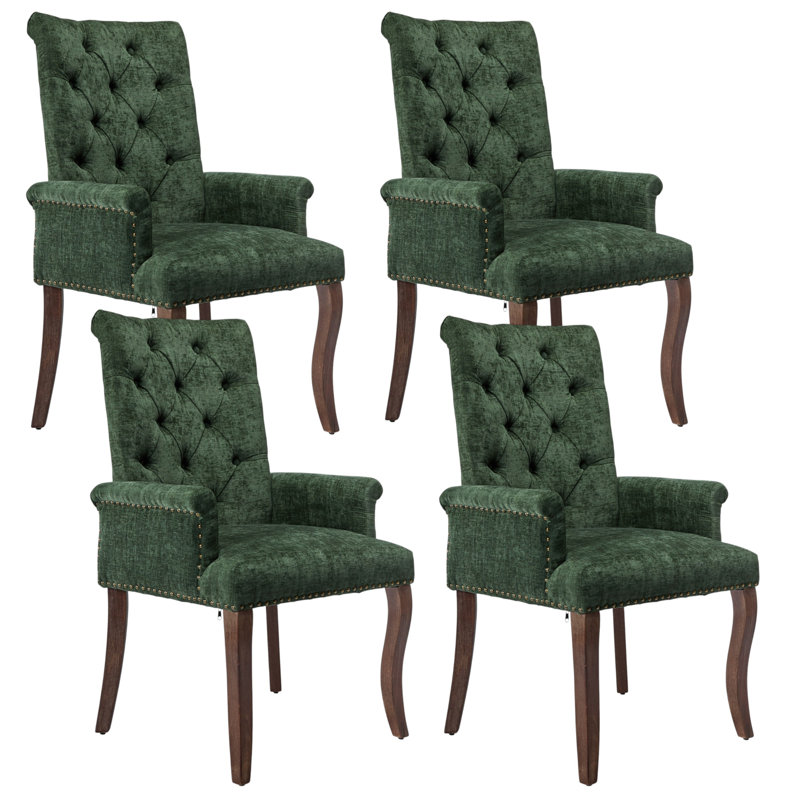 Fauteuils de salle à manger rembourrés Elegant, Vert