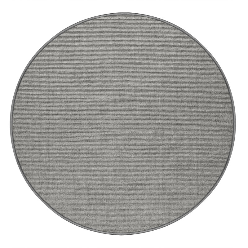 Tapis gris uni lavable à la machine, Rond 3 pi