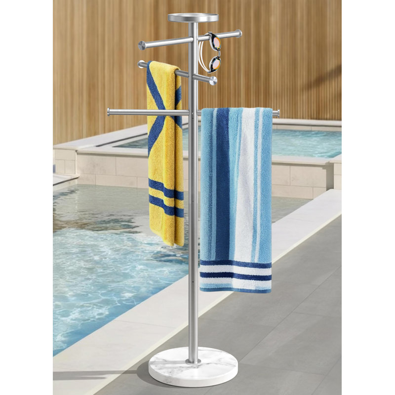 Porte-serviettes d'extérieur en marbre KES Natural, Nickel brossé