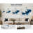 Blue Abstract Geometric Circle Wrapped Canvas Wall Art with Gold Accents, Modern Contemporary Wall Decor-1489374519