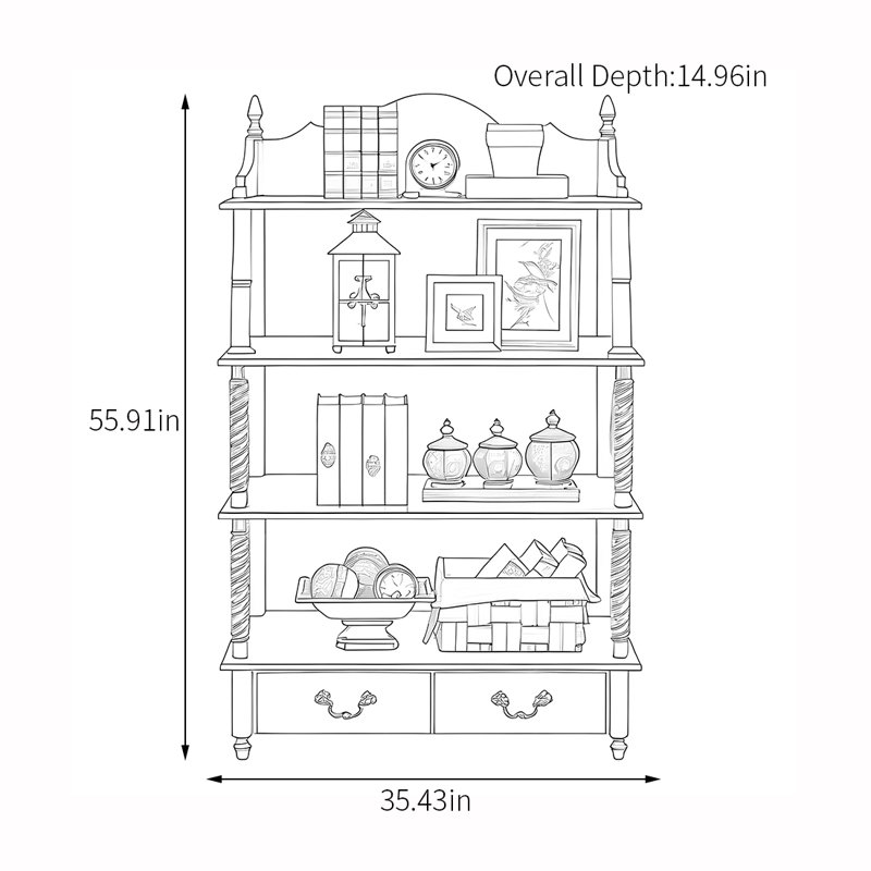 European style display shelf storage bookcase