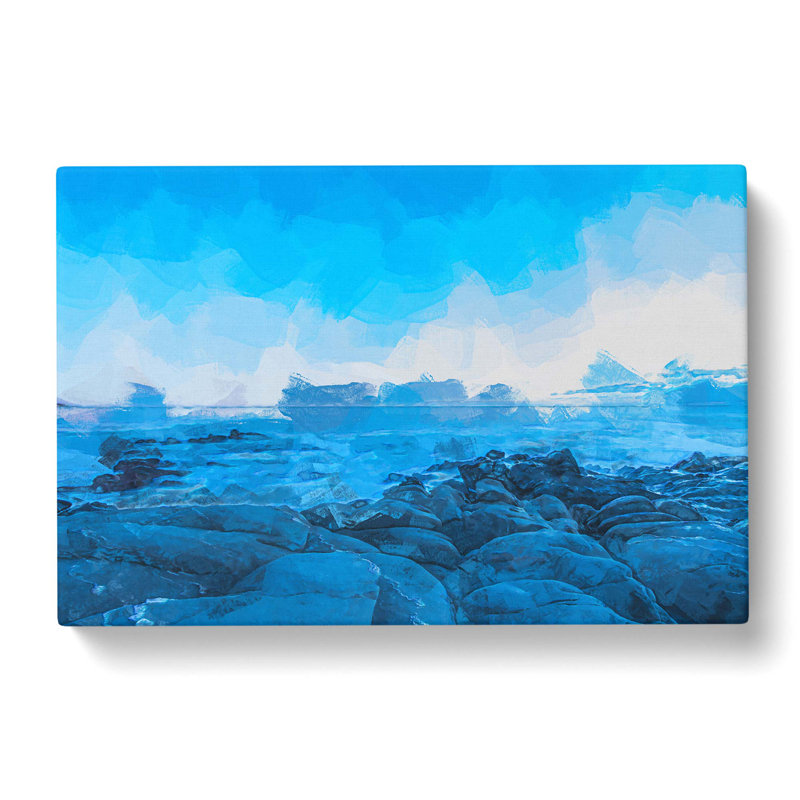 Sea View At Dawn In Abstract - Wrapped Canvas Painting, 60cm H x 91cm W x 3cm D