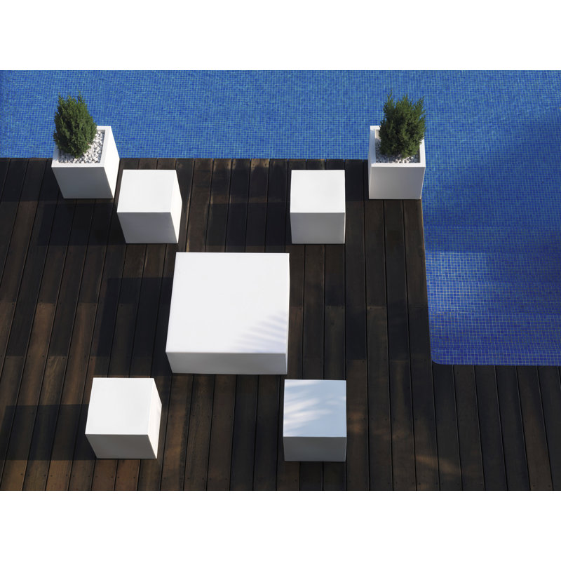 Jut Outdoor Ottoman with Cushion, Black