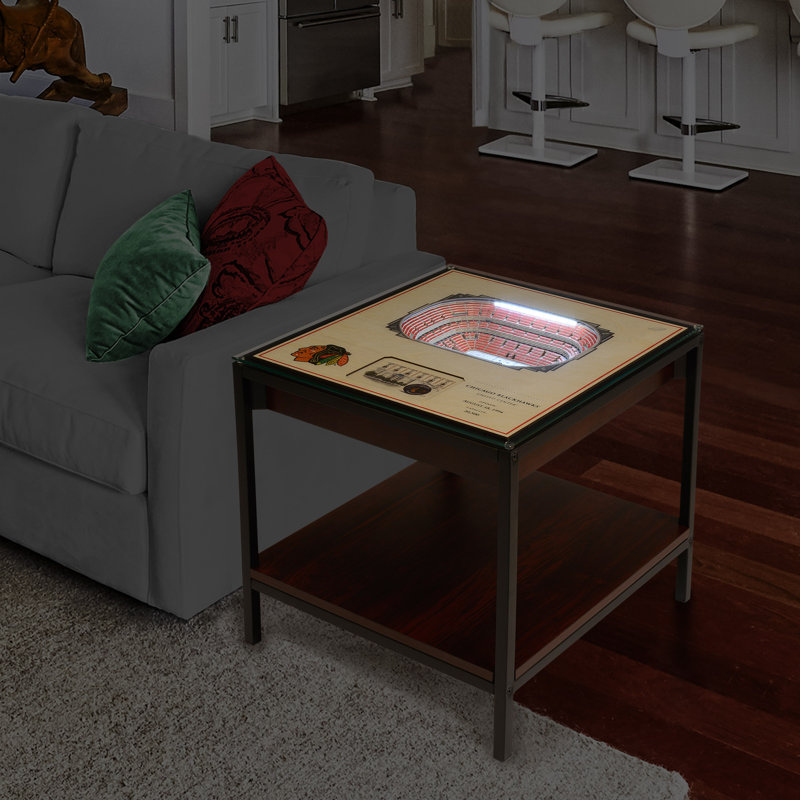 NHL 25-Layer StadiumViews Lighted End Table, Chicago Blackhawks, Espresso/Black