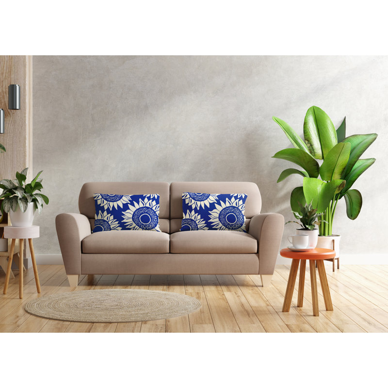 Polyester / Mélange de polyester Housse de coussin rectangulaire intérieure / extérieure lombaire et insert, Bleu marine