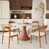 Plateau sable / base noyer / chaises noyer