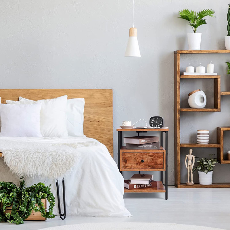 15.7'' W Metal Nightstand