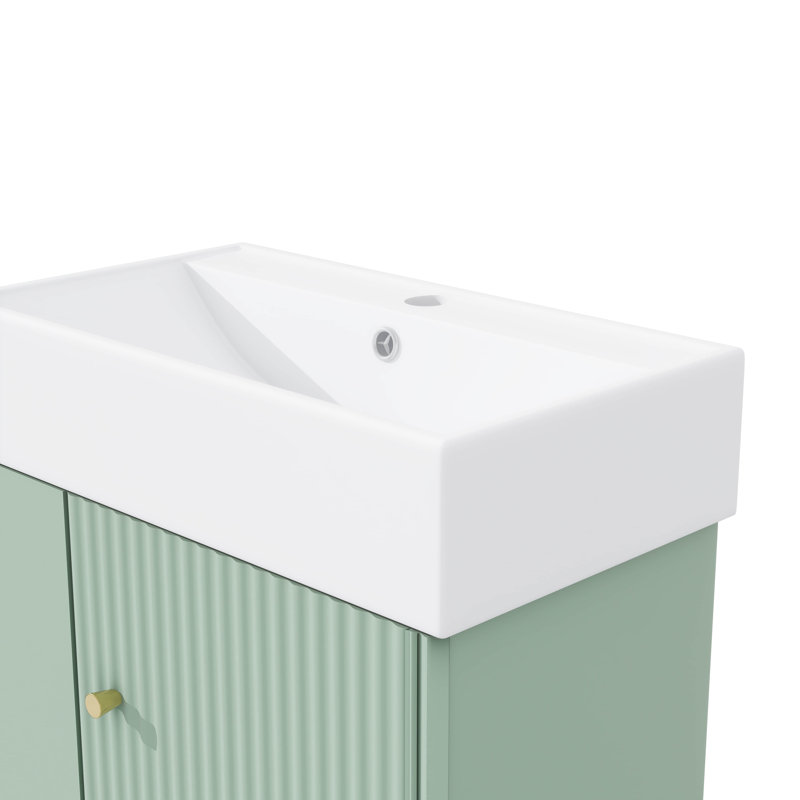 Meuble-lavabo mural 21,6 pouces avec évier et rangement ouvert à gauche, Green