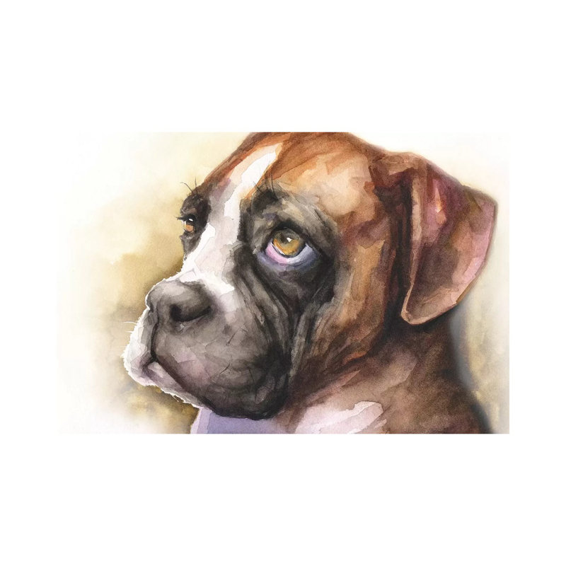 Boxer Puppy Light Background by George Dyachenko - Painting on Canvas, 45.72cm H x 66.04cm W x 3.81cm D, Wrapped Canvas