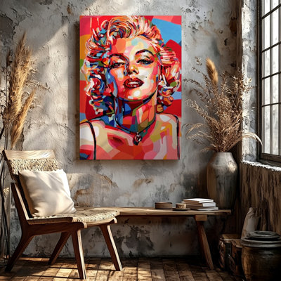 Portrait de femme colorée glamour abstrait, reproduction d'art sur toile, décor de bureau de chambre à coucher de salon, décoration murale de galerie, œuvre d'art décorative élégante, pour le couloir d'entrée du canapé-lit