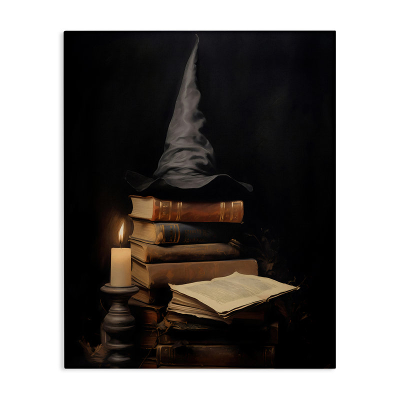 Bibliothèque et toile de chapeau de sorcière, design par LSR Design Studio, H 30 po x l 24 po