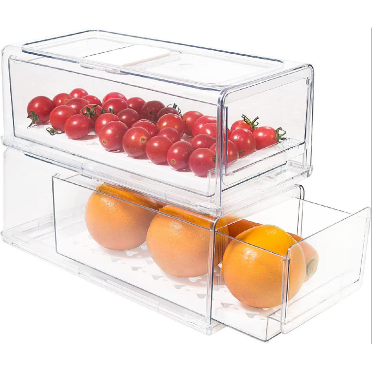 Prep & Savour Container Bins For Refrigerator Fruit Storage Containers  Fridge Organizer With Lids And Drain Tray For Vegetable