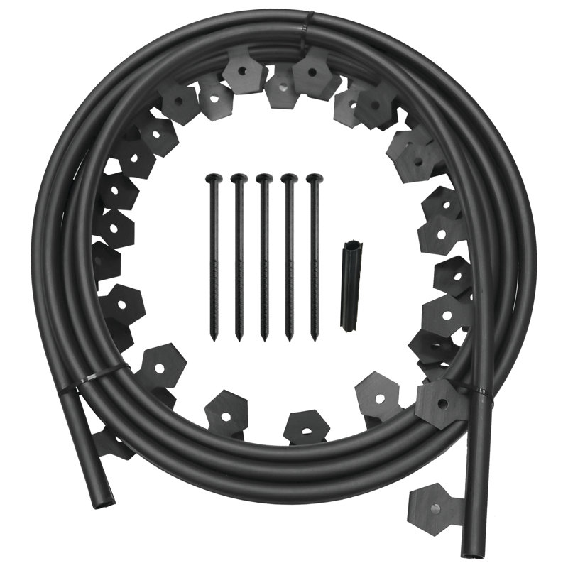 Bordure de pelouse en plastique noir H 1,25 po x l 20 pi classique sans creusage (comprend 5 pointes d'ancrage et 1 coupleur de connecteur)