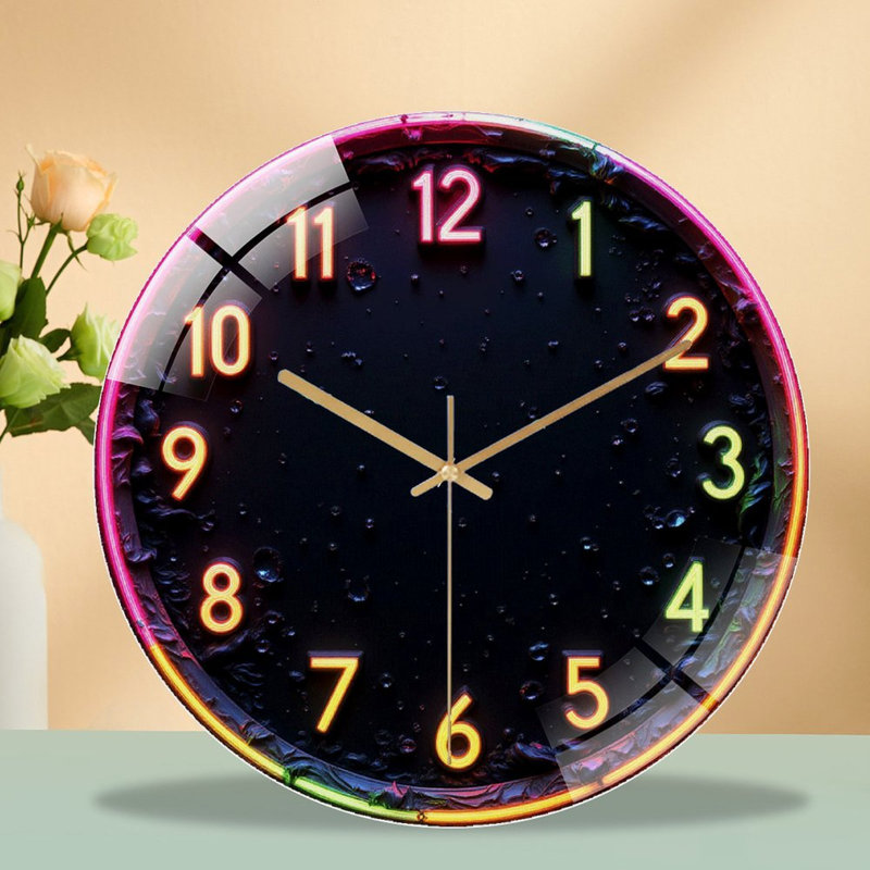 Horloge murale DEL avec horloge murale moderne en verre 12 po