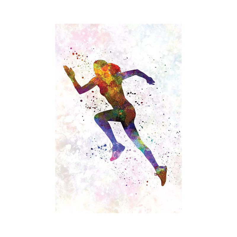 Woman Runner Running Jogger Jogging Silhouette 03 by Paul Rommer - Wrapped Canvas Painting, 101.6 cm H x 66.04 cm W