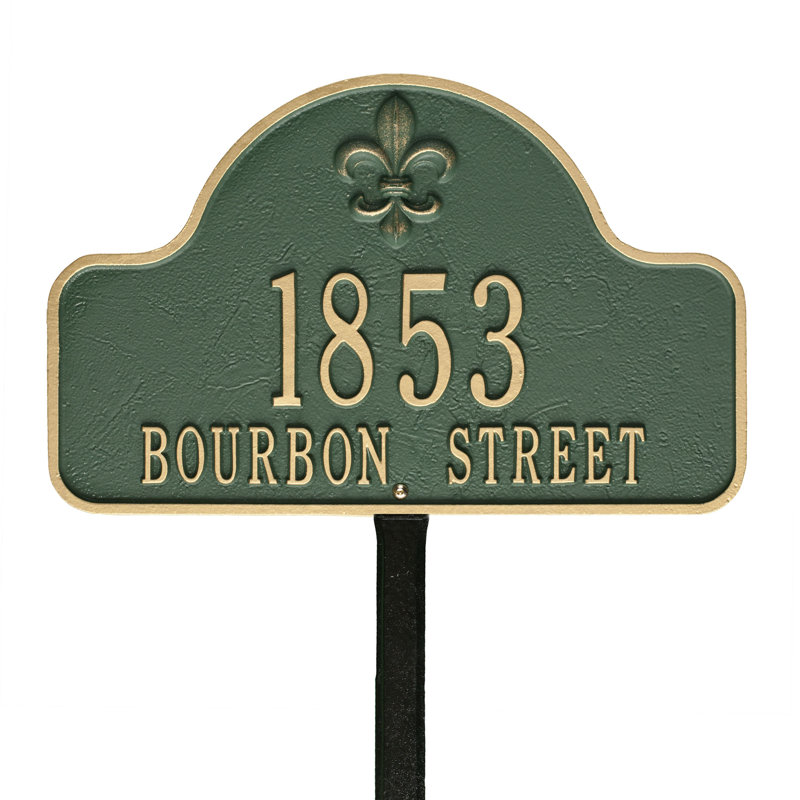 Plaque d'adresse Fleur de Lis, Vert / doré, Oui