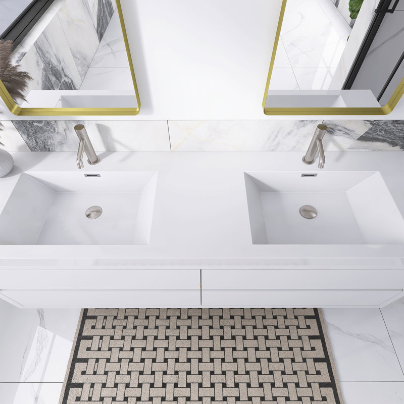 72" Wall Mounted Bathroom Vanity With Sink