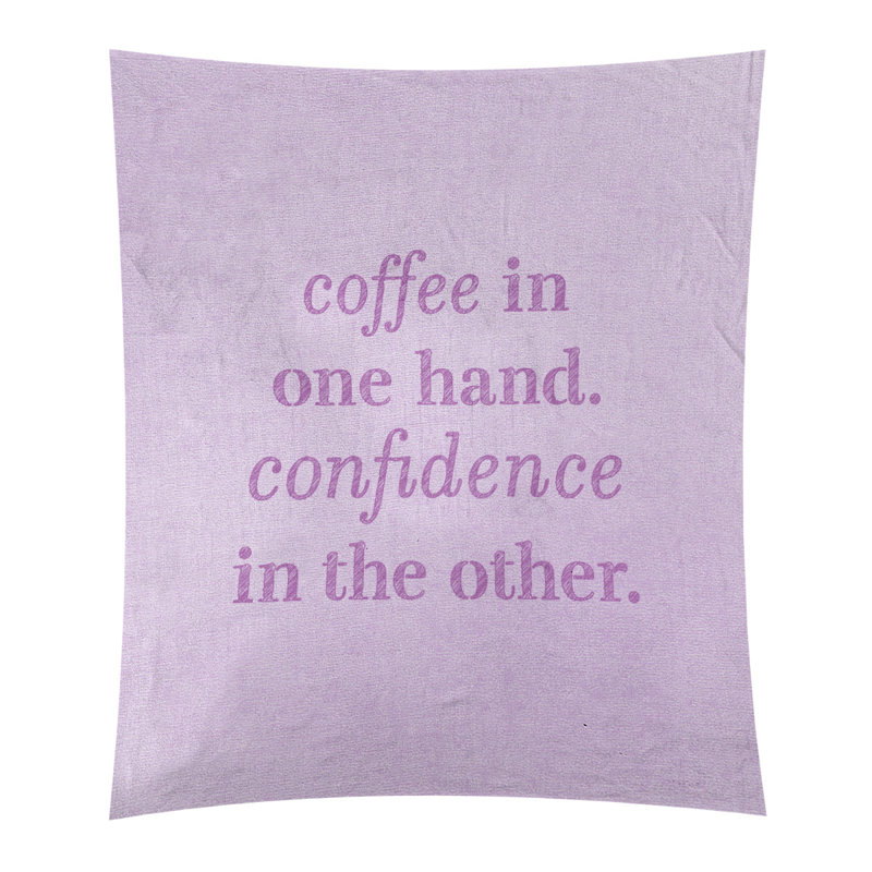 Tapisserie de polyester à citation de café et de confiance en polyester, H 60 po x l 51 po, Violet