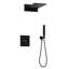 Système de douche thermostatique numérique noir mat avec pomme de douche pluie et cascade à 3 fonctions, douchette et valve en laiton dissimulée-132212803
