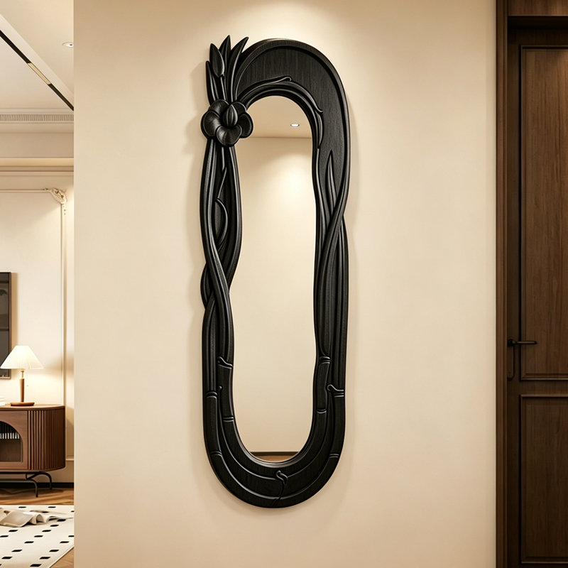 Miroir d'appoint mural 23,62 po, 66.93" H x 23.62" W x 1.18" D, Black