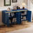 TREXM 60" Retro Buffet Cabinet with Storage, 4-Door Vintage Sideboard for Dining, Kitchen, and Living Room in Light and Dark Navy-1655070465