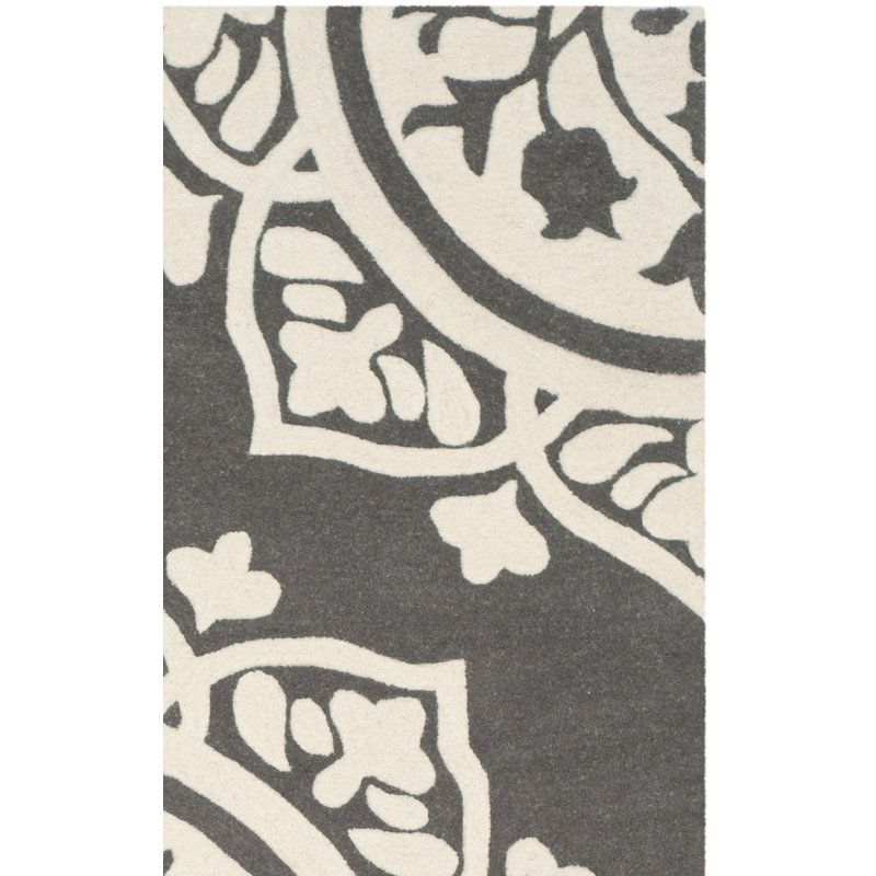 Tapis floral en laine touffeté à la main Cruz, Rectangle 6 pi x 9 pi