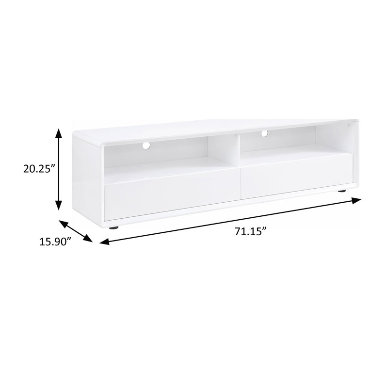 Meuble télé contemporain 71,15 po, blanc