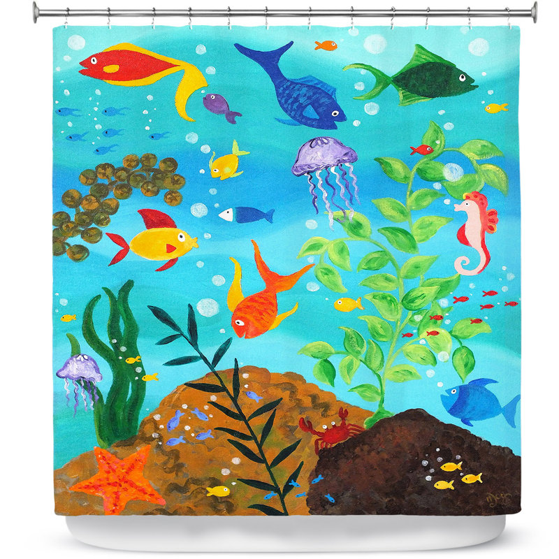 Rideau de douche simple happy fish iii
