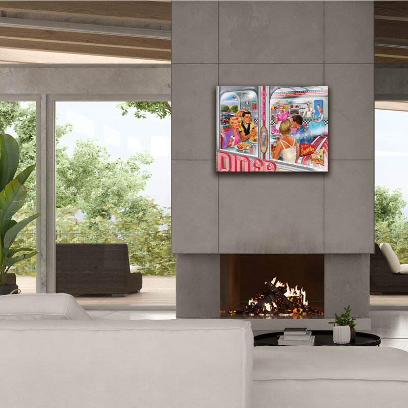 «Diner Double Date» par Bigelow, illustrations sur toile, H 26 po x l 34 po x P 1,5 po