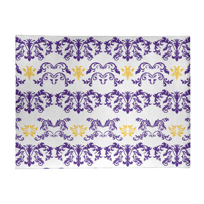 Tapis damassé blanc / mauve