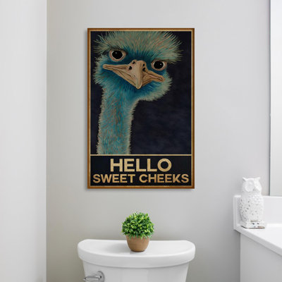 Autruche «Hello Sweet Checks», reproduction d'art graphique sur toile tendue