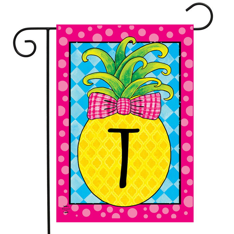 Pineapple Monogram Letter T Garden Flag