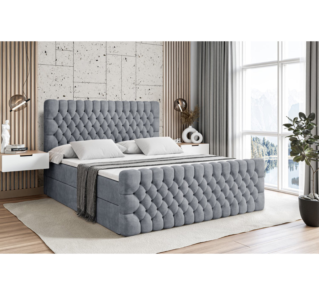 Boxspringbett mit bettkasten und Topper