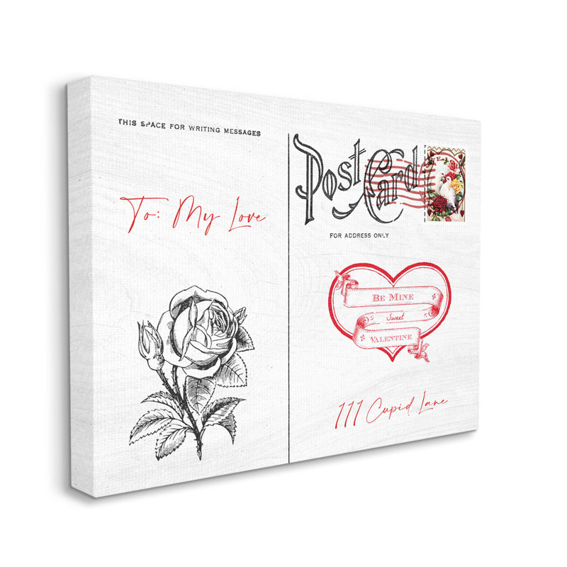 To My Love Valentines Post card, art mural par Lil 'Rue, H 36 po x l 48 po x P 1,5 po