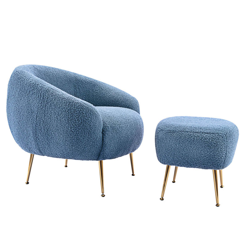Méridienne avec repose-pieds l 30,9 po Meekah, Velours altay bleu foncé