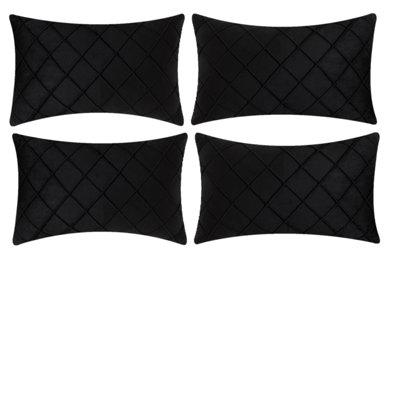 HCN_Set Of 4 Throw Velvet Self Cross Cushion Covers