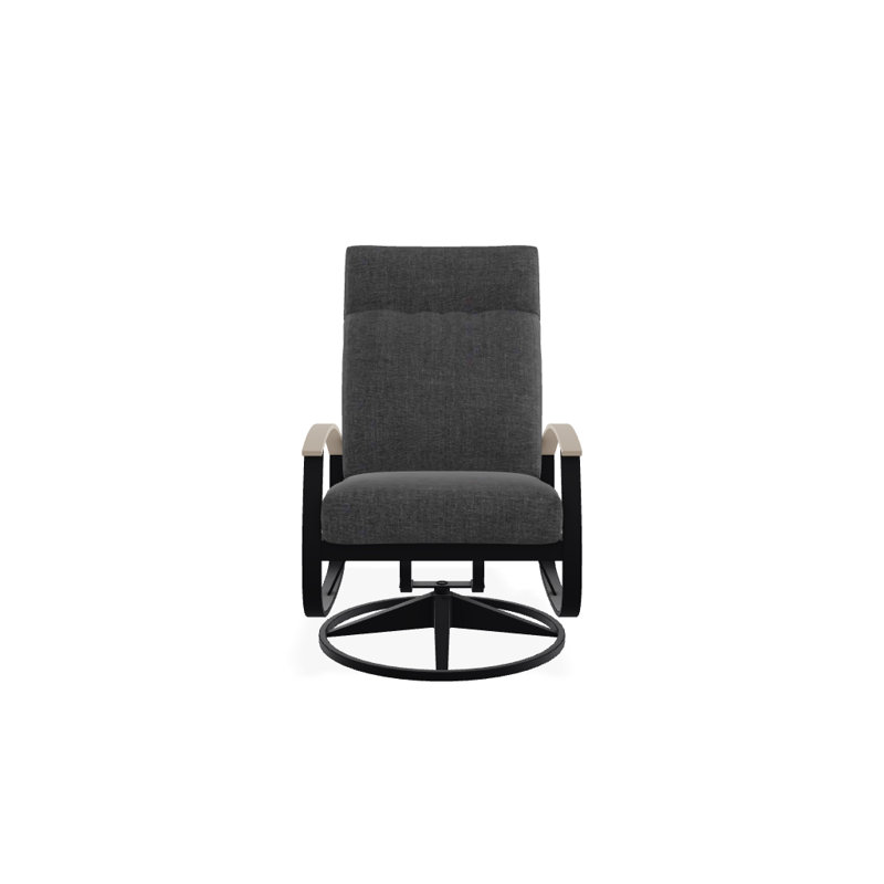 Belle Isle Outdoor Swivel Lounge Chair, Textured Black, Cast Slate Sunbrella® Plainweave, Desert P60