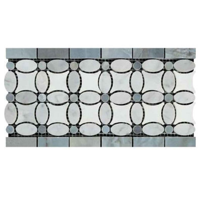 Bordure blanche en marbre blanc 5 3/4 po x 11 1/4 po Carrara