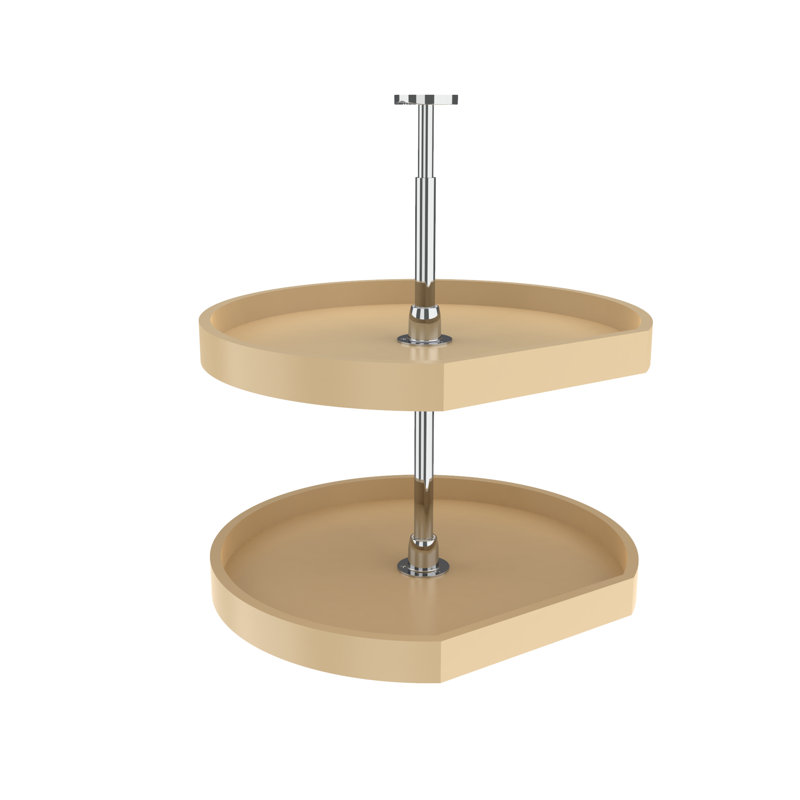 Polymer D-Shaped 2-Shelf Lazy Susans for Corner Wall Cabinets, 22" W, Almond