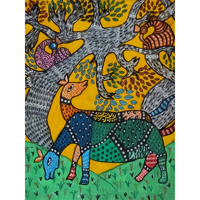 «Wild Life Gond» par Deekha Salame | Aquarelle sur papier
