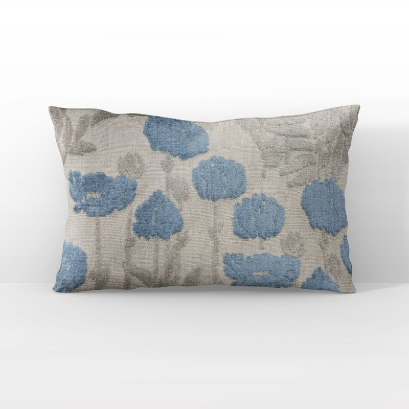 Coussin Plutus Enchanted Rose, H 22 po x l 22 po, Floral gris / bleu, Carrée