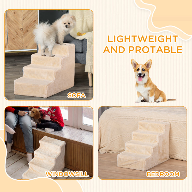 Dylon Dog Steps for Sofa 4 Steps Dog Stairs Pet Stairs, Beige