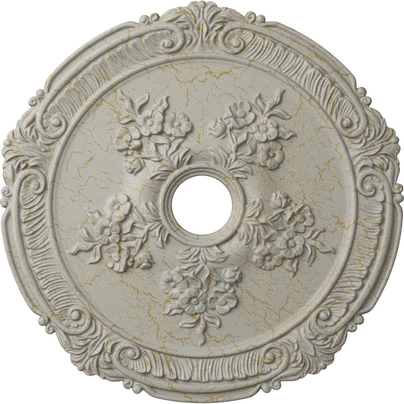 Médaillon Endurathane Attica avec plafond rose, DO 26 po x P 3 3/4 po x P 1 1/2 po, Pot de crème craquelé