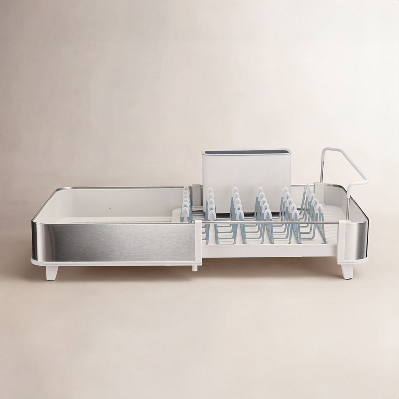 Extend Stainless Steel Expandable Dish Rack, Light Stone/Silver