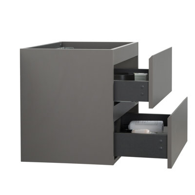 Alice-24W-102, armoire murale SANS lavabo, couleur grise, avec deux tiroirs, pré-assemblée
