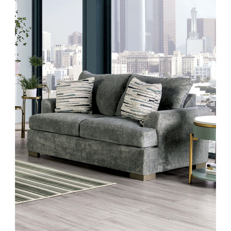 Causeuse transitionnelle l 67,4 po, gris, Gris
