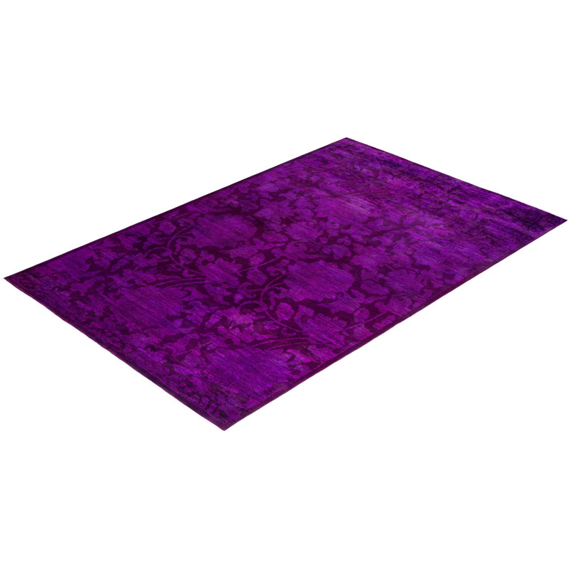 Tapis unique noué à la main Vibrance - mauve, 6 pi 3 po x 9 pi 4 po