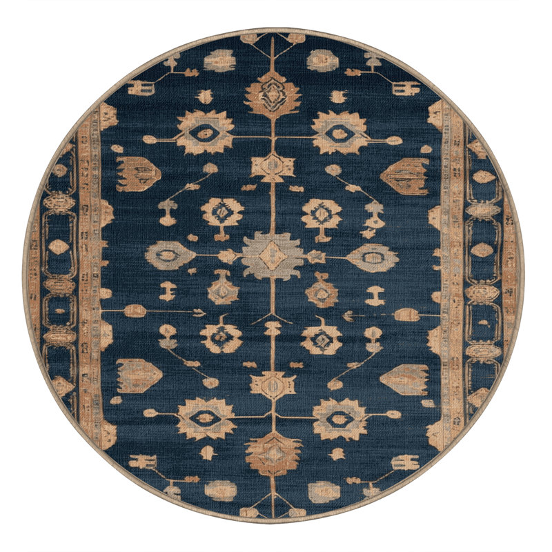 Machine Washable Overdyed Brown Area Rug, Round 5'