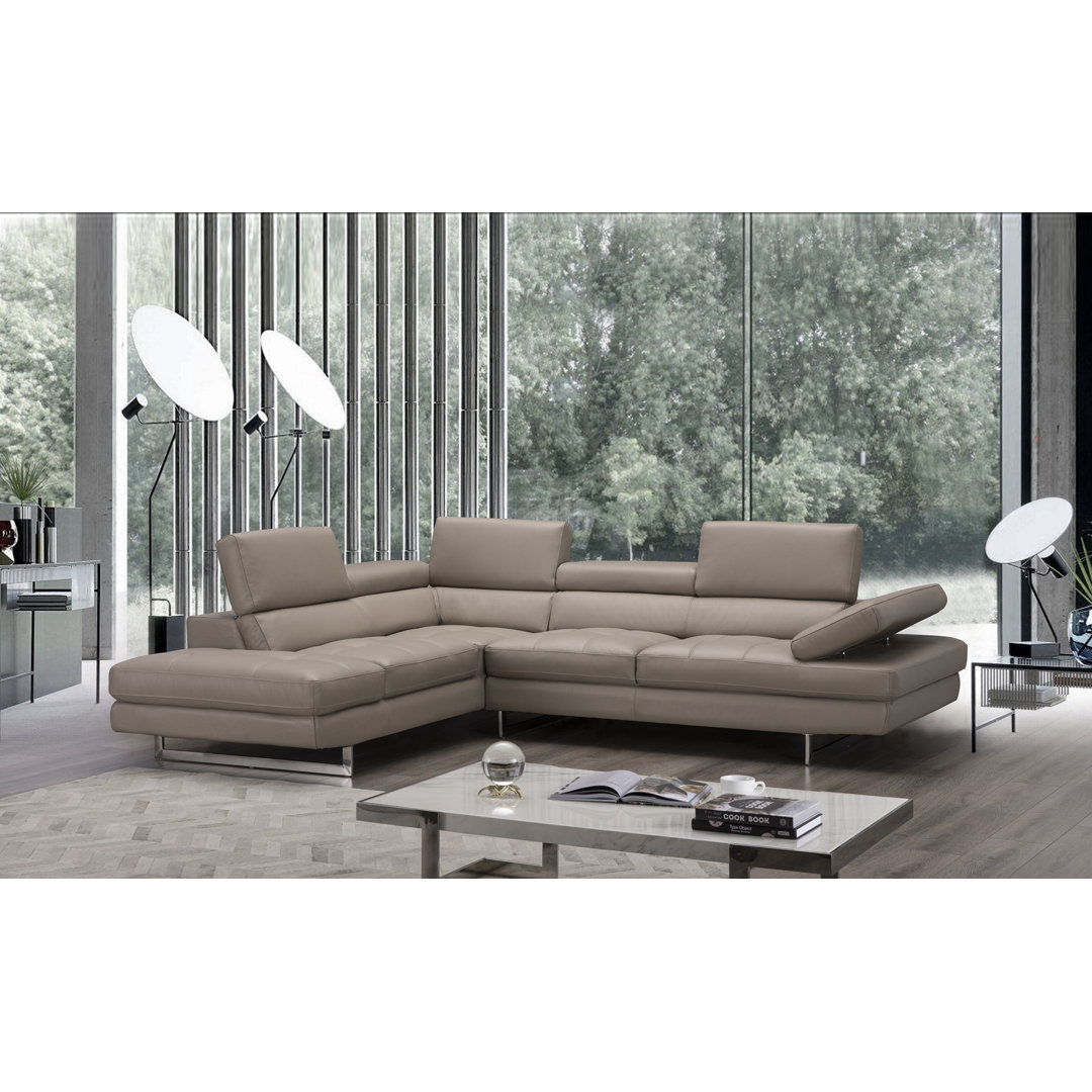 2 - Piece Upholstered Sectional Wade Logan® Orientation: Left Hand Facing, Leather Type: Peanut Genuine Leather